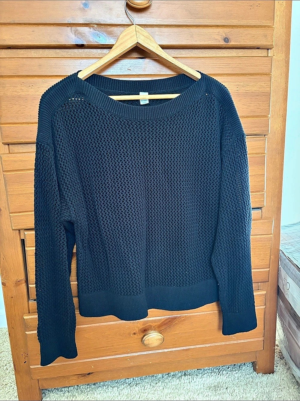 Old Navy Open-Stitch Crew-Neck Sweater Black Medium